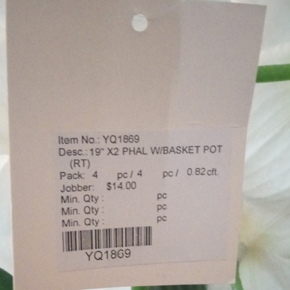 Green and White Faux Floral Orchid Accent Arrangement - Picture 3 of 5